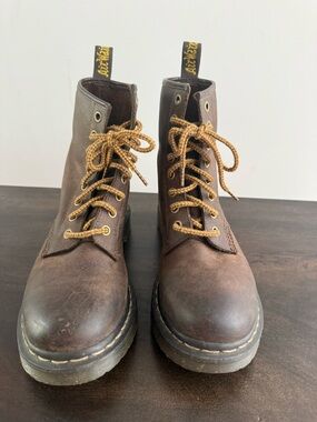 Dr. Martens Brown Leather Lace-Up Ankle Boots with Tan Laces